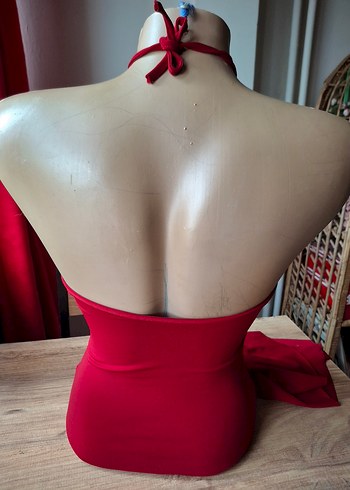 Esmer abiye boyundan bağlı elbise - Görsel 5