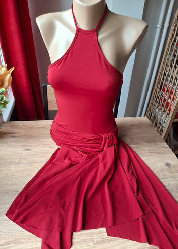 Esmer abiye boyundan bağlı elbise - Görsel 4