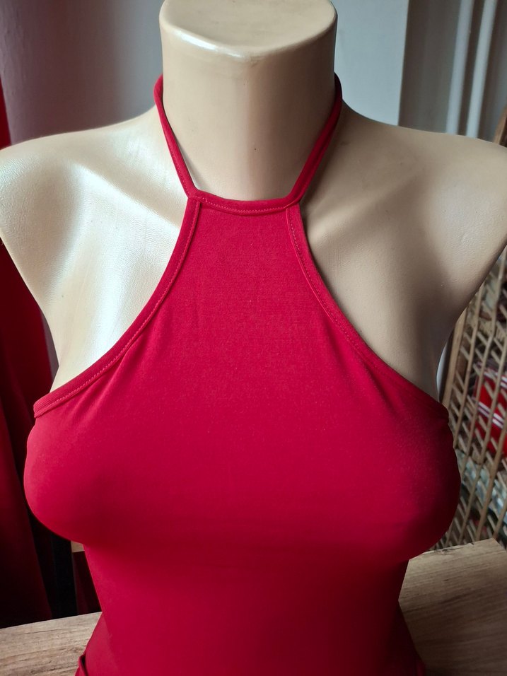 Esmer abiye boyundan bağlı elbise - Görsel 3