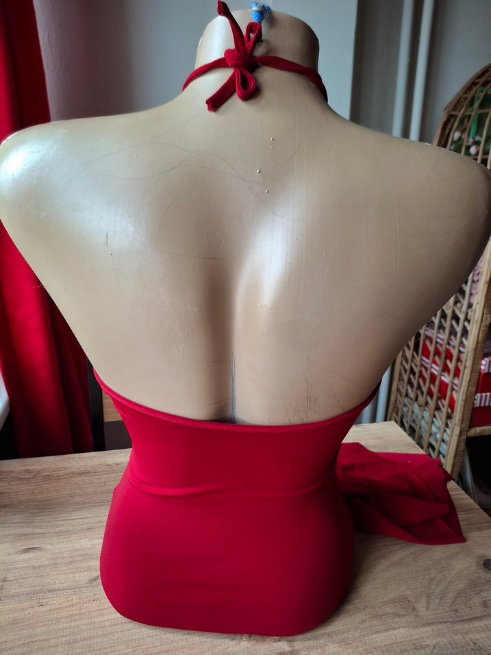 Esmer abiye boyundan bağlı elbise - Görsel 5