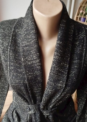 Simli kuşaklı triko hırka - Görsel 7