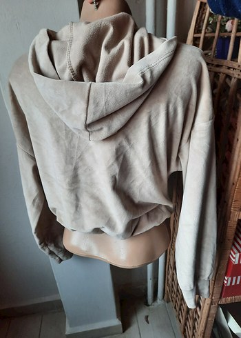 Bej kadife crop - Görsel 5