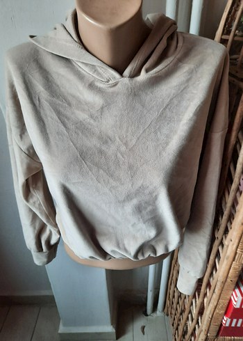 Bej kadife crop - Görsel 6