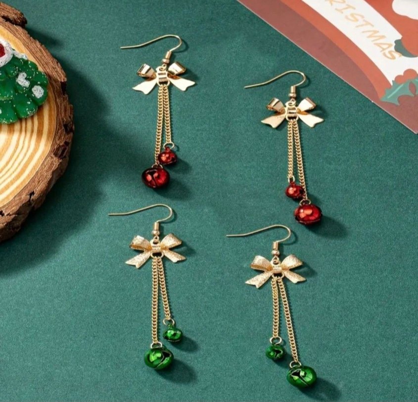 Kurdela detaylı yeşil kırmızı küpe - Görsel 5