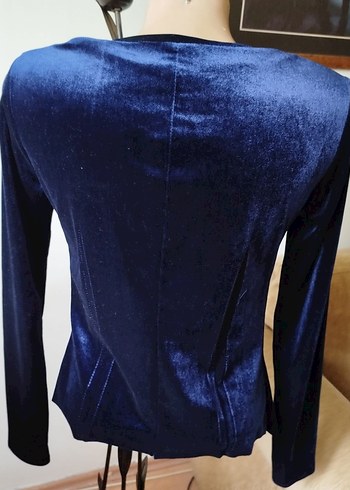 Lacivert degaje yaka bluz - Görsel 3