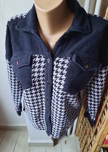 Siyah beyaz kalın vintage gömlek - Görsel 7