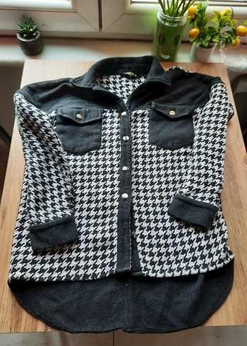 Siyah beyaz kalın vintage gömlek - Görsel 6