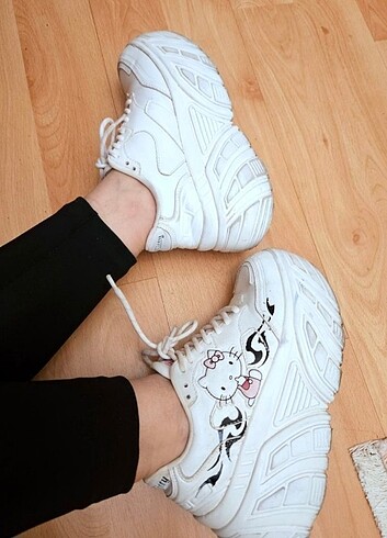 Bershka hello kity yüksek taban sneakers - Görsel 12