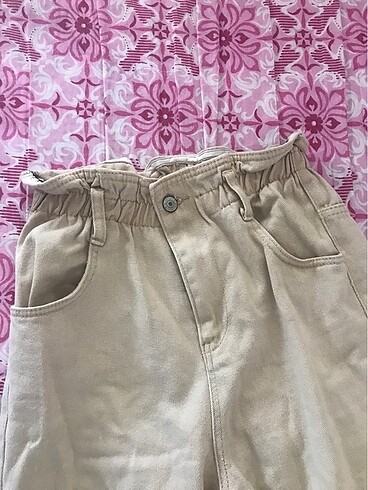 Diğer Krem rengi beli lastikli pantolon