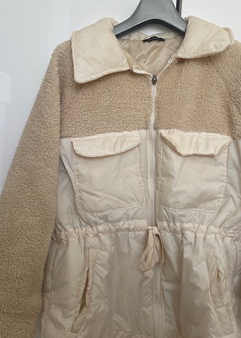 Kürklü Kısa Bej Kadın Ceket - Görsel 2