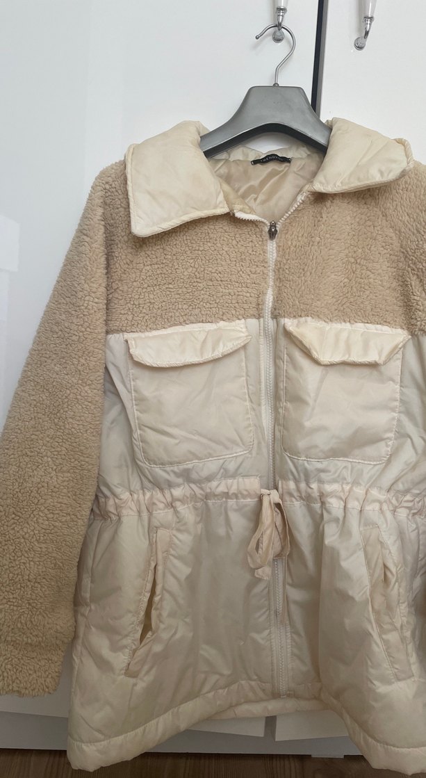 Kürklü Kısa Bej Kadın Ceket - Görsel 2