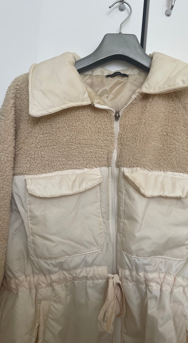 Kürklü Kısa Bej Kadın Ceket - Görsel 4