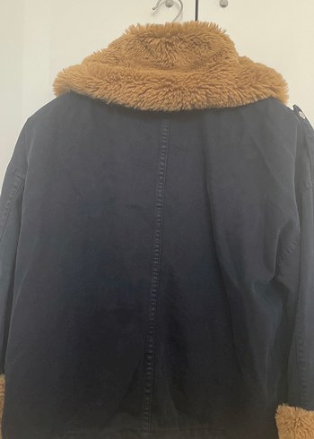 Kahverengi Kürklü Lacivert Kadın Midi Ceket - Görsel 9