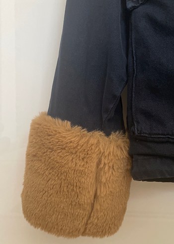 Kahverengi Kürklü Lacivert Kadın Midi Ceket - Görsel 3