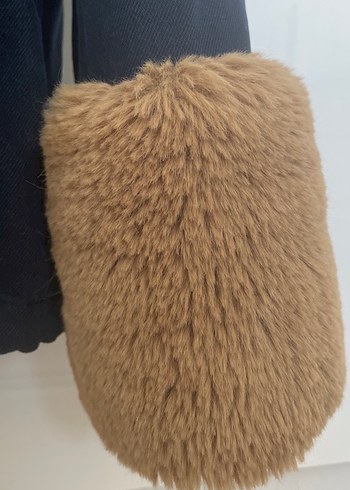 Kahverengi Kürklü Lacivert Kadın Midi Ceket - Görsel 6