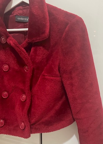 Bordo Düğmeli Midi Kadın Kaban - Görsel 3