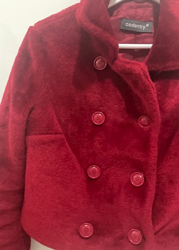 Bordo Düğmeli Midi Kadın Kaban - Görsel 2