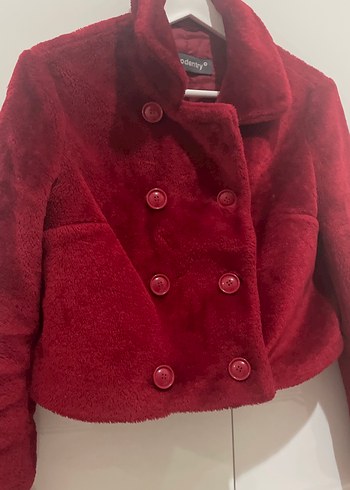 Bordo Düğmeli Midi Kadın Kaban - Görsel 4