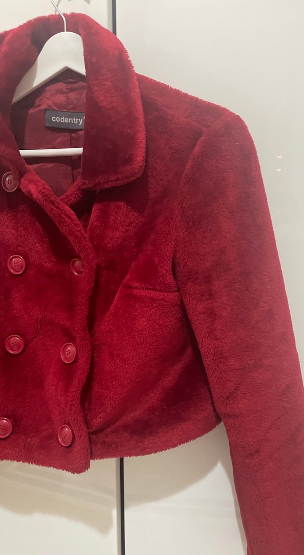 Bordo Düğmeli Midi Kadın Kaban - Görsel 3