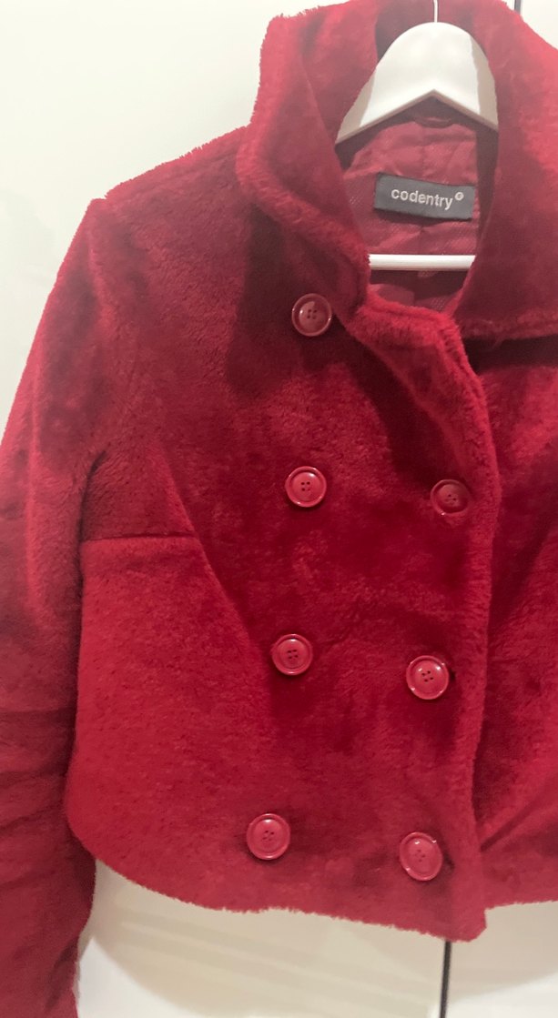 Bordo Düğmeli Midi Kadın Kaban - Görsel 2