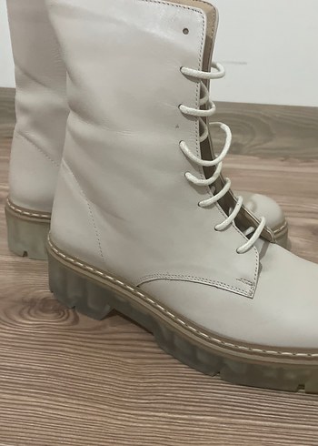 Derimod Bej Deri Kadın Bot, Kalın Topuklu, Günlük - Görsel 4