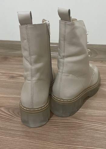 Derimod Bej Deri Kadın Bot, Kalın Topuklu, Günlük - Görsel 3