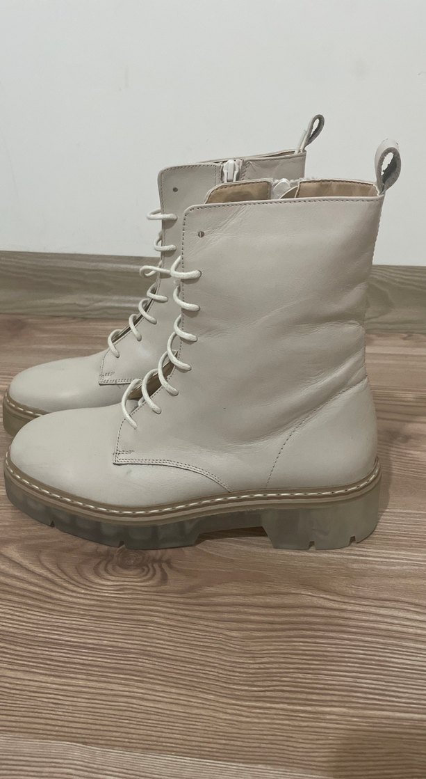 Derimod Bej Deri Kadın Bot, Kalın Topuklu, Günlük - Görsel 2