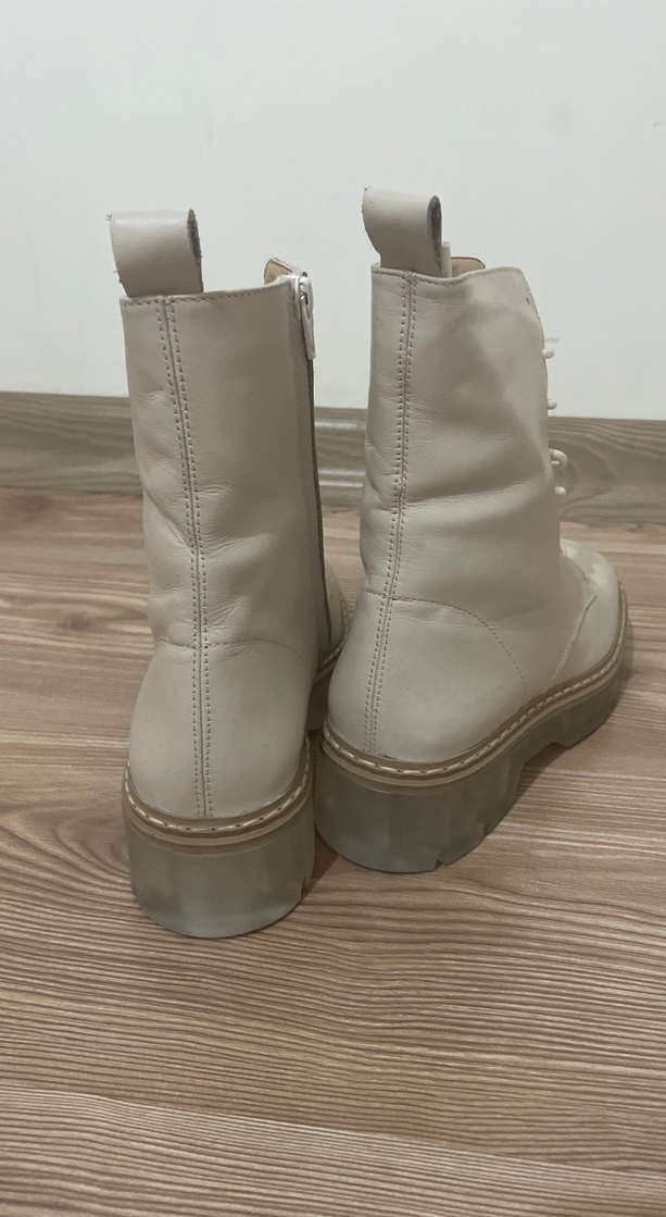 Derimod Bej Deri Kadın Bot, Kalın Topuklu, Günlük - Görsel 3