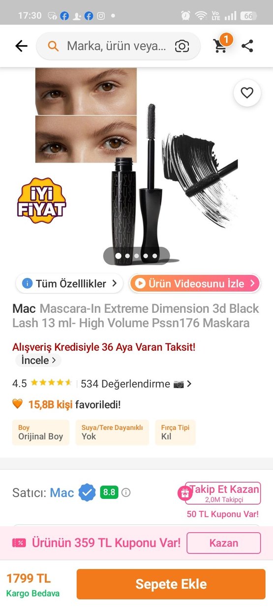 Parlak Siyah MAC Maskara - Görsel 2