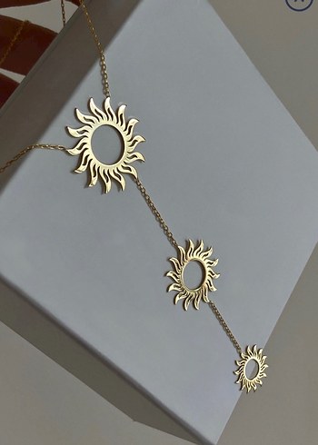 Uzun Zincirli Güneş Figürlü Kadın Kolye kolye küpe set