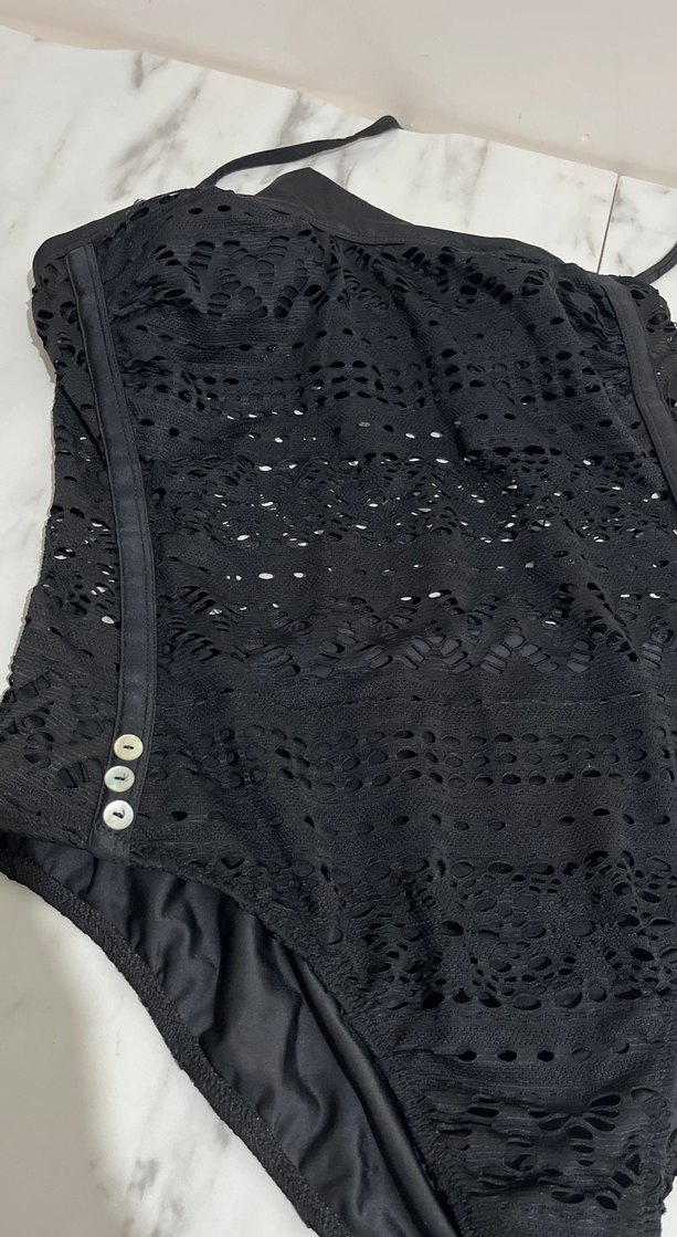 Dantel Detaylı Siyah Gotik Mayo straplez - Görsel 3