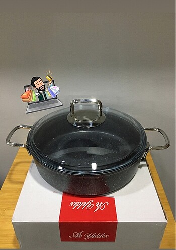 Aryıldız 28cm. Çelik Sap Granit Tencere Premium