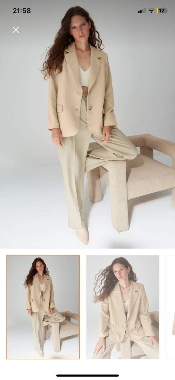 Bej Kadın Düğmeli Blazer - Görsel 2