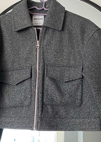 Gri Yün Midi Kadın Ceket Fermuarlı - Görsel 2