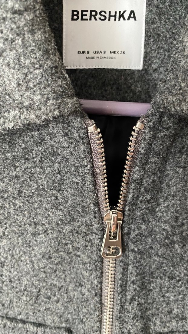 Gri Yün Midi Kadın Ceket Fermuarlı - Görsel 3