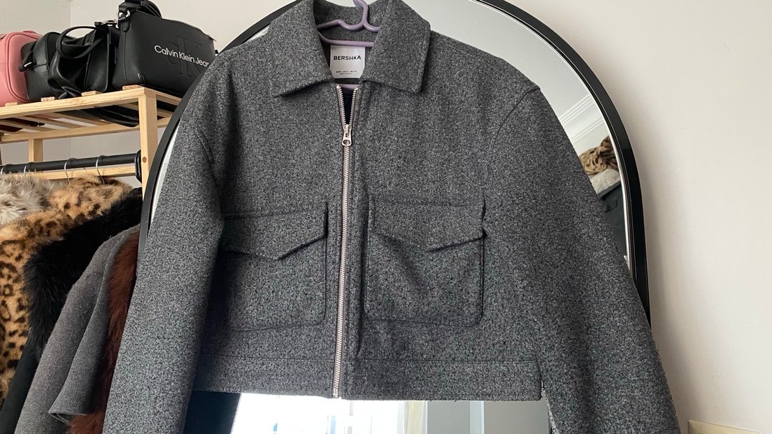 Gri Yün Midi Kadın Ceket Fermuarlı - Görsel 2