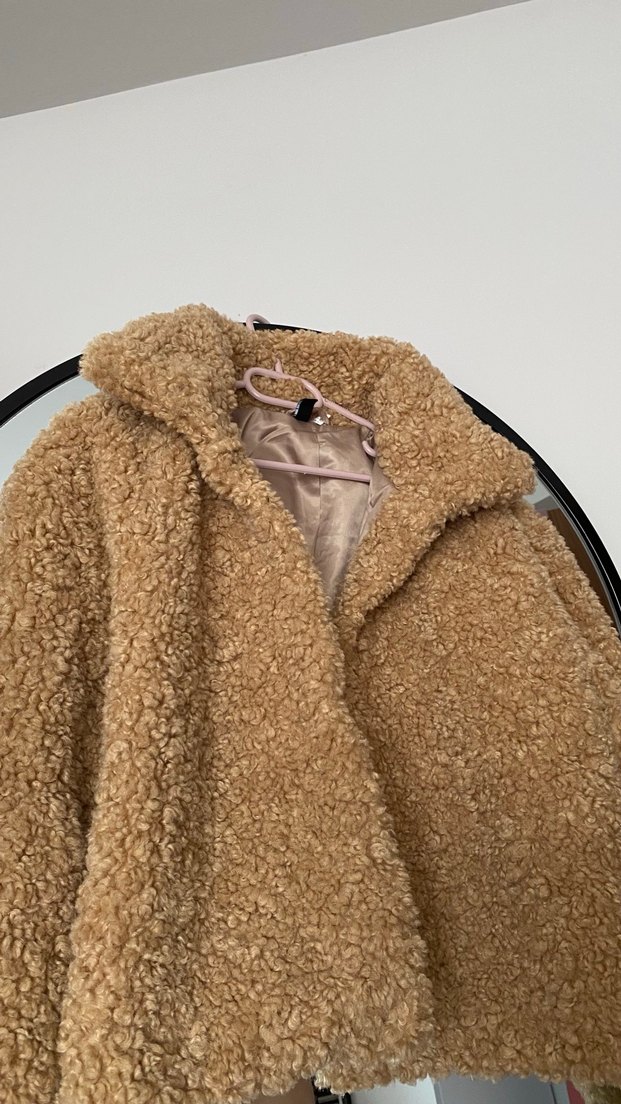 Kahverengi Peluş Kadın Midi Ceket - Görsel 3