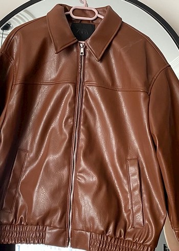 Kadın Parlak Kahverengi Deri Ceket - Görsel 2