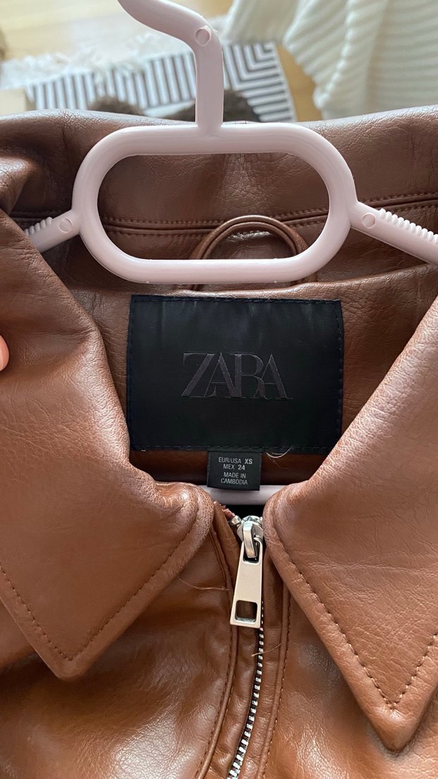 Kadın Parlak Kahverengi Deri Ceket - Görsel 3