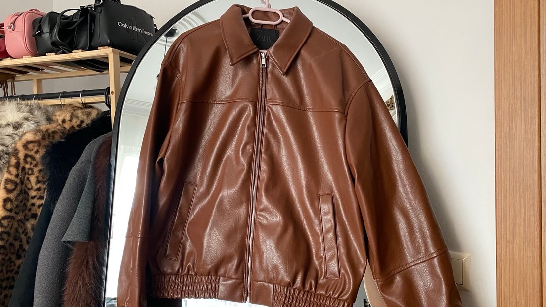 Kadın Parlak Kahverengi Deri Ceket - Görsel 2