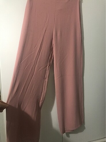 m Beden 2K Pudra Pembe Krep Dökümlü Pantolon