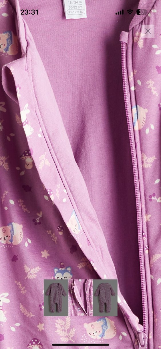 LCW ECO Fermuarlı Mor Kız Bebek Uyku Tulumu - Görsel 2
