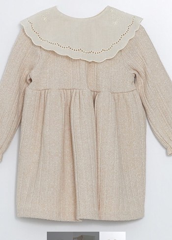Bej Bohem Uzun Kollu Kız Bebek Elbisesi - Görsel 2