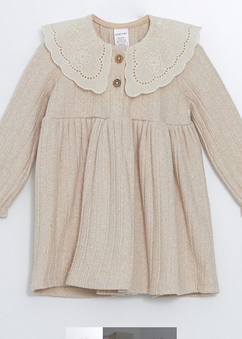 Bej Bohem Uzun Kollu Kız Bebek Elbisesi - Görsel 3