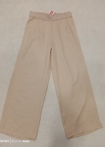 Bej Kadın Keten Regular Fit Pantolon
