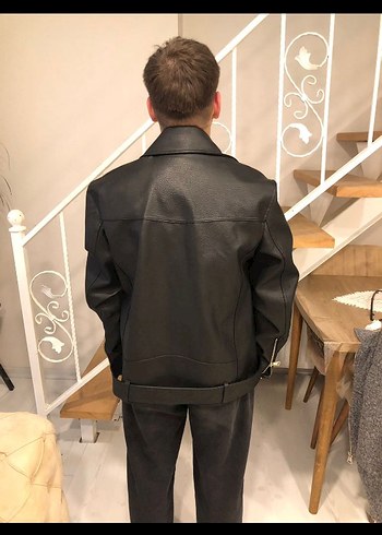 Erkek Siyah Deri Ceket - Görsel 7