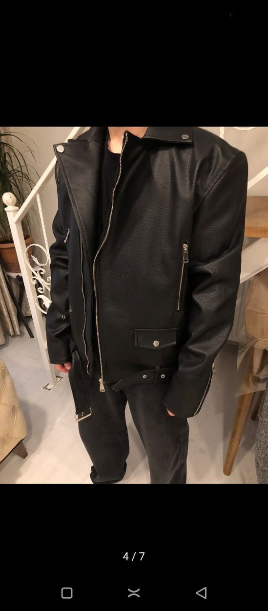 Erkek Siyah Deri Ceket - Görsel 4