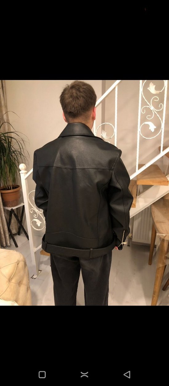 Erkek Siyah Deri Ceket - Görsel 5