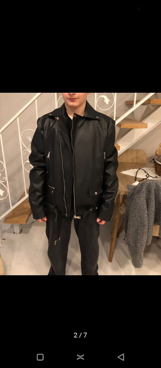 Erkek Siyah Deri Ceket - Görsel 2