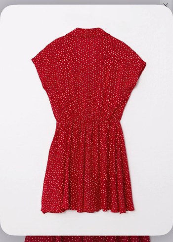 Kırmızı Puantiyeli Mini Rahat Elbise - Görsel 3